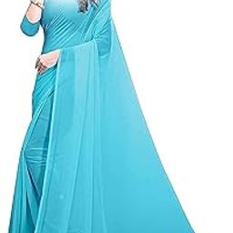 SXK Women's Georgette Plain Woven saree with Un-stitched running Blouse Pieces (),MYSTERY GIFT INSIDE-image-24