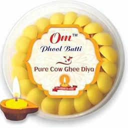 100 Pcs. Cow Ghee Diya Batti for Puja, 30 min Burning Time, 100% Wax Free Pooja Ghee Batti for Home Decoration, Festivals & Religious Rituals | Readymade Cotton Wicks-5