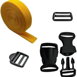 Side Release Buckles Clips, Tri-Glide Slides and Ladder Lock with 5mt 1in wide Nylon Webbing Strap for Backpack Repairing, Luggage Fastening Strap, Pet Collar Making and More DIY Projects-image-80