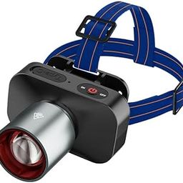 FIZZOQI® Rechargeable LED Headlamp with Adjustable Strap & Long Battery | Black-10W-10