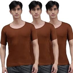 amul comfy Cotton Solid Half Sleeve Sky Blue Round Vest for Men.-picture-45