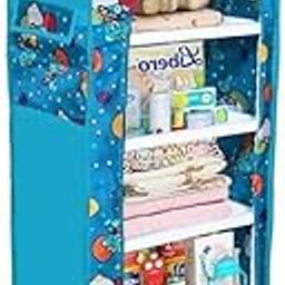 Homdox Wardrobe for Storage, 6 Shelves Cloth Rack Heavy Duty, Plastic Kids Wardrobe/Almirah, Baby Cupboard Clothes/Toy/Book Storage Bedroom Nursery (Firozi)-27