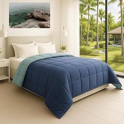 Trenton-Microfibre Reversible Comforter Double Bed Lightweight Duvet All Season-Midnight_Dark Teal and Aqua Blue-image-29