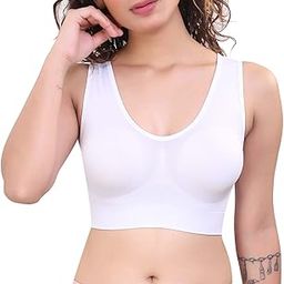 Women's Nylon Spandex Non Padded Sports Bra, White-image-11