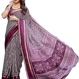 Women's Silk Blend Printed Saree Set with Blouse |saree for Women | Silk Saree | New Sari | Latest Saree-picture-36
