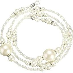 Pearl and Seed Bead Eyeglasses Bead Chain for Women, Sunglasses Chain, Reading Glasses Holder,Lanyard for Face Mask, Crystal Glass Beads, Sunglasses, Goggles, Color - White-48