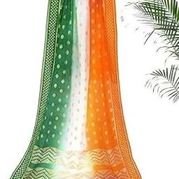 Tiranga Dupatta for Women & Girls | Art Silk Self Design Embellished Multicolor Chunri | Tricolor Dupatta for Independence Day-image-30