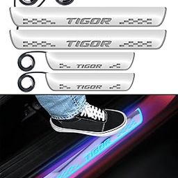 Fabtec Car Door Foot Step LED Sill Plate with Mirror Finish Compatible for Tata Tigor (Set of 4pc,Blue)(6 Month Warranty)-19