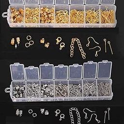 DIY Crafts Silver/Gold Color Metal Parts Mix Set for Making Bracelet Necklace Earring Jewelry Findings Accessories Manual Note:- Box Not Included (25 Grm, Gold)-28