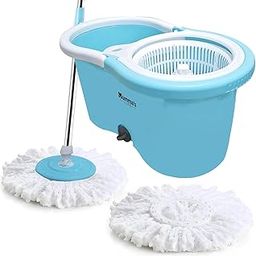 Mumma's LIFE Plastic Spin Mop Bucket, Moppers for Cleaning Floor, Mop Set Extendable Handle, Removable Wringer 360° with Floor Cleaner Mopping Stick (Blue, 2 Microfiber Refills)-image-62
