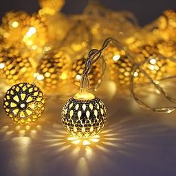 Litehom Moroccan Ball 11ft 16LED Fairy String Light, Diwali Lights for Decoration for Home, led Lights for Home Decoration, Diwali Lights (Warm-White)-picture-36