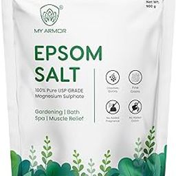 MY ARMOR Epsom Bath Salt Powder, Pure USP Grade Salt , Relieves Muscle Aches and Pain , good for Gardening, White, Unflavored, FREE SCOOP, 900g-image-36