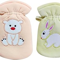 Sarvatapana Cotton Baby Feeding Bottle Cover Suitable for 60-125ML (Pack of 2) Embroidered Patch Cartoon Baby Bottle Covers Baby Feeding Bottle Cover with Easy to Hold Strap Yellow & Peach-image-102