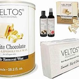 VELTOS White Chocolate Hydro Liposoluble Body Wax 800ML & White Chocolate Facial Peel Off Face Wax 80GM & Cotton Pre-Wax Gel 100ML & Rose After Wax Lotion 100ML & Pack Of Strips For Hair Removal-image-39