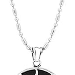 Silver Pendant for Men and Boys | Stainless Steel Black Pendant Chain | Birthday and for Husband-image-21