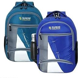 Super8 Creation Sports Backpack, Dual Color Design with Multiple Compartments, Teal and Royal Blue, Set of 2-image-29