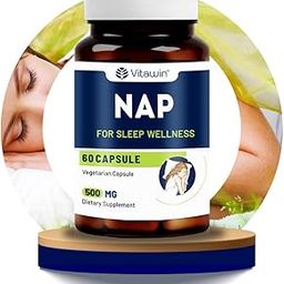 VitaWin Nap For Sleep Wellness & Stress Relief, Natural Herbal, 500 mg, Veg - 60 Capsules, Nutrition supplement-image-84