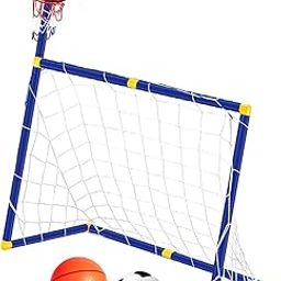 LOOM TREE® Basketball Hoop with Soccer Goal Football Goal Basketball Board for Training Red | 1 Basketball Hoop with Soccer Goal Net 1 Basketball, 1 Soccer-picture-12