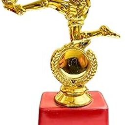 Soccer Trophy with Gold Figurine, Premium Fiber Red Base, Sports Award, Can be Used for Football, Logo Printing, Writings & Customisation Available (Set of 1)-image-1