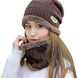 Vaquita Balaclava Winter Cap Wool Unisex Beanie Cap with Neck Warmer Set Knit Hat Thick Fleece Lined Winter Hat for Women (Brown)-image-15