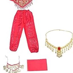 MERISHOPP®Kids Belly Dance Costumes Set Child Belly Dance Halter Top Pants Costume Set Red|1 Piece Top,|Clothing, Shoes & Accessories-image-33