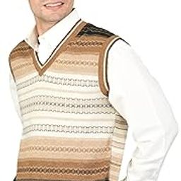 Men Woolen Printed V-Neck Design Sleeveless Pullover Heavy Rainbow Fabric Winter Wear Pure Wool Cardigan Regular Cotty Fully Warm Heavy Pullover Cardigans Free Sizes-picture-9