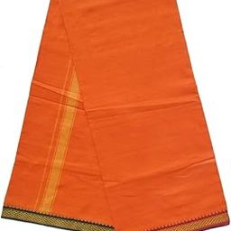 Pure Cotton Soft Orange Lungi for Men Free Size Branded, Stylish and Comfortable 2.25 Meters Long in Bhagwa PACK OF 1-36