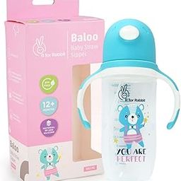 R for Rabbit Premium Baloo Baby Straw Sipper Bottle |10 fl oz | Anti Spill Sippy Cup with Soft Silicone Straw BPA Free & Non Toxic for Baby or Kids of 12+ Months -(300 ml Blue)-16