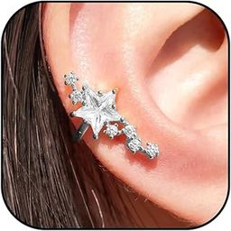 Ear Cuff Earrings for Women Non Piercing Rhinestone Flower Faux Earring Cuff Earring Cuffs Non Pierced Lightweight Hypoallergenic Cartilage Earrings Fake Earrings Jewelry Gift-image-95