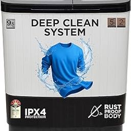 Midea 9.5 Kg 5 Star Toughened Glass Semi Automatic Top Load Washing Machine Rust proof Body with 1300 RPM (MWMSA095GPG(KW), Black White)-4