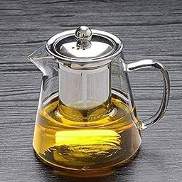 Smaruti Borosilicate Glass Tea Pot with Heat Resistant Stainless Steel Infuser Perfect for Tea and Coffee Maker, Clear Glass Kettle (Round, 500 ML)-picture-26