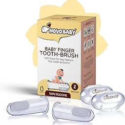 Novo Baby BPA-Free Silicone Baby Finger Toothbrush – Ideal for Gently Massaging and Cleaning Gums,This Soft Finger Brush for Safe and Effective Oral Care Pack of 2-10