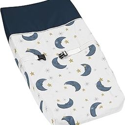 Sweet Jojo Designs Moon and Star Boy or Girl Baby Nursery Changing Pad Cover - Navy Blue and Gold Watercolor Celestial Sky-image-56
