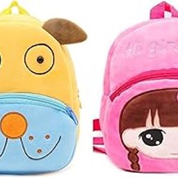 blue tree Kids School Bag Soft Plush Backpack Cartoon Bags Mini Travel Bag for for Girls Boys Toddler Baby Cute Dog & Hi Girl-image-122
