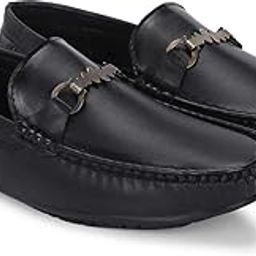 Synthetic Leather Comfortable Loafers for Men (Black)-image-95
