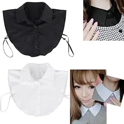 ARTISOUL™ Women Girls Ladies Elegant Half Shirt Blouse Detachable Collar Black | Other Womens Accessories | Womens Accessories-image-0