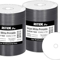 200 Pack Ritek Pro (Professional Grade) DVD-R 16X 4.7GB AZO Dye (MID MXL RG04) White Inkjet Hub Printable Blank Media Recordable Disc-image-45
