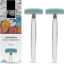 FURR Bikini Line Razor With Chromium and PTFE Coated Reusable Blade | With Protective Sleeve & Anti Slip Grip | Painless Hair Removal | Irritation & Rash Free Shaving | For Women | Pack Of 2-image-55