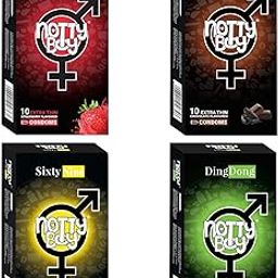 NOTTY BOY Flavoured Condoms (Banana Chocolate Strawberry Green Apple) For Men - 40 Count | Skin Friendly, Pleasant Smell, Transparent and Fruity Fragrance for Exciting Feelings-30