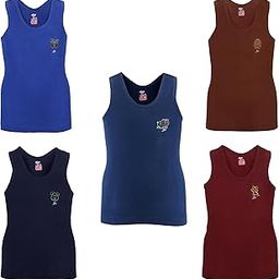 Jon Men Round Neck Vest, 100% Cotton, Breathable Fabric, Color White, Pack of 5-31