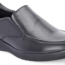 Harrytech Men’s Formal Premium Leather Dress Comfort Slip on Moccasin Shoes for Office & Business Outdoor | Anti Skid Sole| Memory Foam Padded Insole Black-2