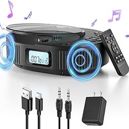 CD Player Portable, FELEMAN Upgraded 2 in 1 Portable CD Player & Bluetooth Speaker, Rechargeable Boombox CD Player for Car/Home with Remote Control-23