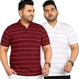 Plus Size Men's Regular Fit Striped Polo Tshirt Combo-image-67