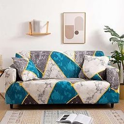 TURIYA 170 GSM Elastic Fit, Fully Covered, Stretchable, Printed, Tear Resistant, Washable, Fully Covering, Sofa Cover Polyester; 5% Spandex; 3 Seater (70-90 inches, Width); (Marble)-image-40