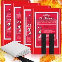 Copkim 4 Packs Emergency Fire Blanket, Fiberglass Fire Suppression Blanket with Box Fireproof Flame Retardant Blanket Safety Survival Cover for Home Kitchen Fireplace Grill Office Warehouse-image-26