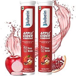 Blubein APPLE CIDER VINEGAR ++ Effervescent tablets with Vitamin B6 & B12, Pomegranate Extract|100% Vegan|Weight Management|Enhances digestion|Gut Health|15 tablets x Pack of 2 count, 15 capsules-3