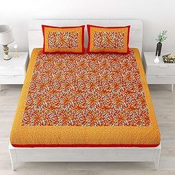 100% Cotton 150 TC Floral Design Printed Single Bedsheet with Pillow Covers 150ME3288-image-81