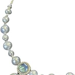 Pearl Necklace with Blue Crystal Center – Statement Jewelry for Weddings & Parties For Womens & Girls-image-61