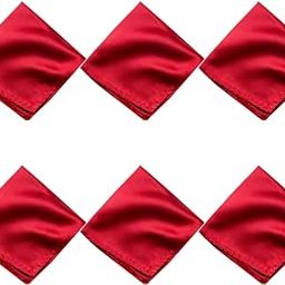 Satin Pocket Square for Men, Wedding Handkerchief for Suits, Blazers & Tuxedo, Men's Pocket Square Combo (Pack of 6) (Red)-image-45