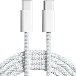 Original USB-C to C Type 1M Fast Charging Cable (Apple MFi Certified) for iPhone 16/16 Pro/Max/15/15 Pro/Max/Samsung Galaxy S24/S23/S22/S21/iPad & More-White-Pack Of 1-8